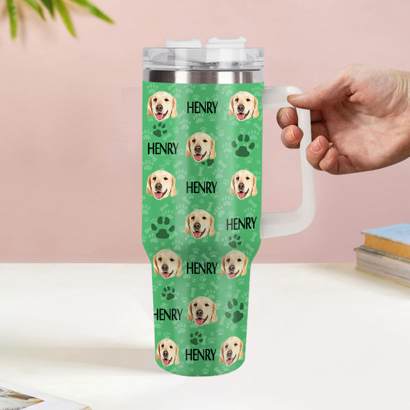 Christmas Gift Custom Cat Dog Photo Stainless Steel Tumbler with Name Custom Dog cat Photo Cup 40oz Tumbler