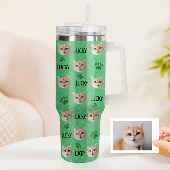 Christmas Gift Custom Cat Dog Photo Stainless Steel Tumbler with Name Custom Dog cat Photo Cup 40oz Tumbler