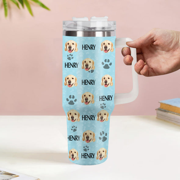 Christmas Gift Custom Cat Dog Photo Stainless Steel Tumbler with Name Custom Dog cat Photo Cup 40oz Tumbler