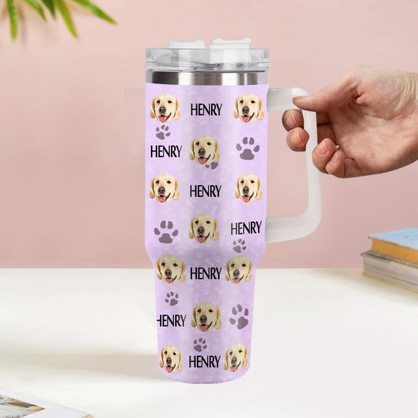 Christmas Gift Custom Cat Dog Photo Stainless Steel Tumbler with Name Custom Dog cat Photo Cup 40oz Tumbler