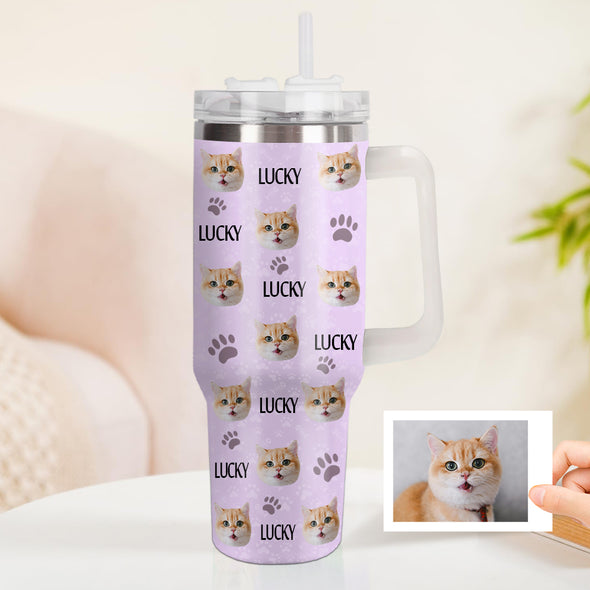 Christmas Gift Custom Cat Dog Photo Stainless Steel Tumbler with Name Custom Dog cat Photo Cup 40oz Tumbler