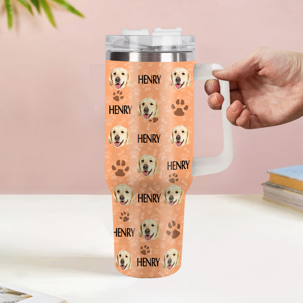 Christmas Gift Custom Cat Dog Photo Stainless Steel Tumbler with Name Custom Dog cat Photo Cup 40oz Tumbler