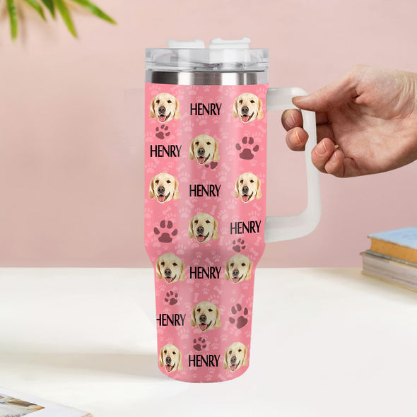 Christmas Gift Custom Cat Dog Photo Stainless Steel Tumbler with Name Custom Dog cat Photo Cup 40oz Tumbler