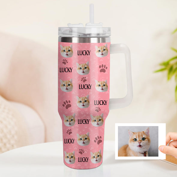 Christmas Gift Custom Cat Dog Photo Stainless Steel Tumbler with Name Custom Dog cat Photo Cup 40oz Tumbler