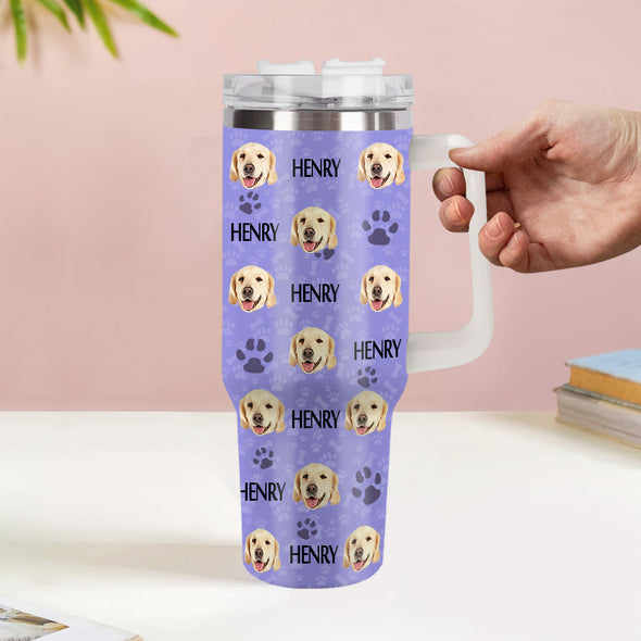 Christmas Gift Custom Cat Dog Photo Stainless Steel Tumbler with Name Custom Dog cat Photo Cup 40oz Tumbler