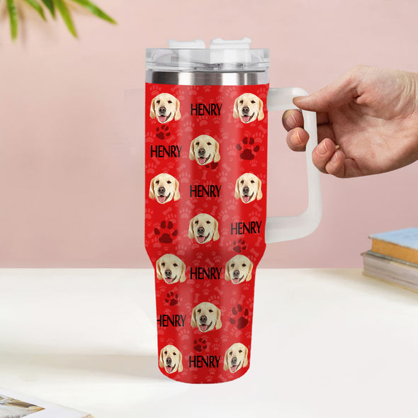 Christmas Gift Custom Cat Dog Photo Stainless Steel Tumbler with Name Custom Dog cat Photo Cup 40oz Tumbler
