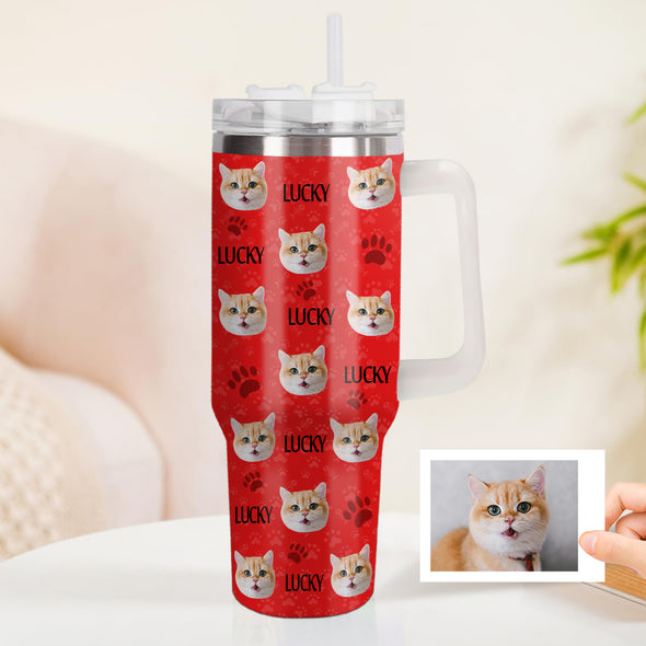 Christmas Gift Custom Cat Dog Photo Stainless Steel Tumbler with Name Custom Dog cat Photo Cup 40oz Tumbler