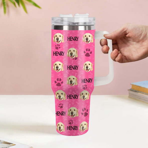 Christmas Gift Custom Cat Dog Photo Stainless Steel Tumbler with Name Custom Dog cat Photo Cup 40oz Tumbler