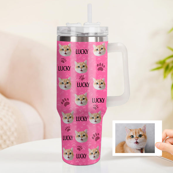 Christmas Gift Custom Cat Dog Photo Stainless Steel Tumbler with Name Custom Dog cat Photo Cup 40oz Tumbler