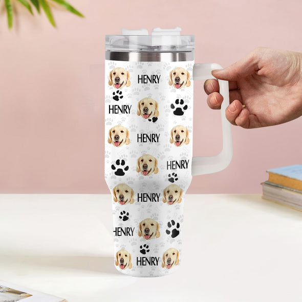 Christmas Gift Custom Cat Dog Photo Stainless Steel Tumbler with Name Custom Dog cat Photo Cup 40oz Tumbler