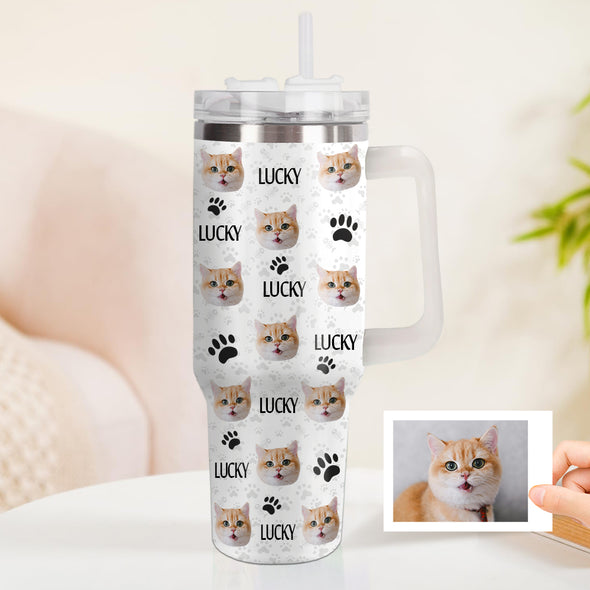Christmas Gift Custom Cat Dog Photo Stainless Steel Tumbler with Name Custom Dog cat Photo Cup 40oz Tumbler