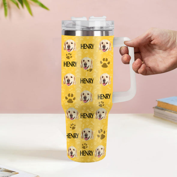 Christmas Gift Custom Cat Dog Photo Stainless Steel Tumbler with Name Custom Dog cat Photo Cup 40oz Tumbler
