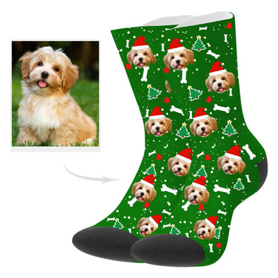 Custom Christmas Socks with Dog Face