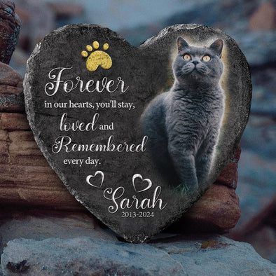 Custom Pet Memorial Stone With Photo Heart Shape Cat Dog Memorial Stone Pet Loss Gifts