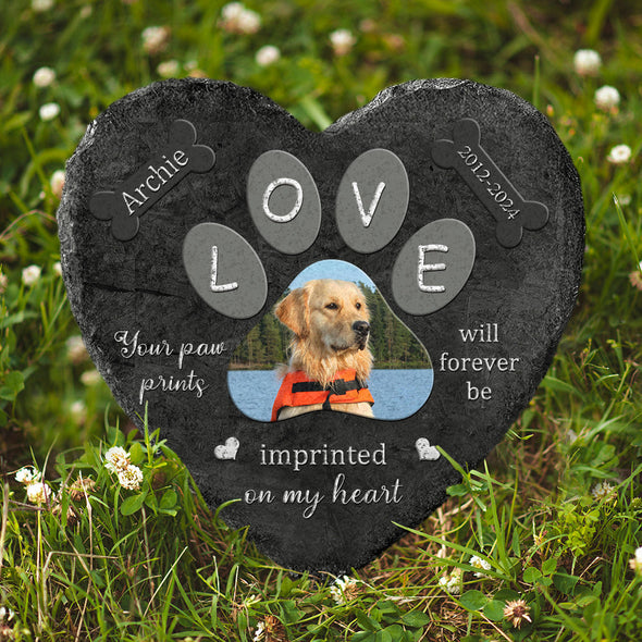 Custom Pet Memorial Stone With Photo Heart Shape Cat Dog Memorial Stone Pet Loss Gifts