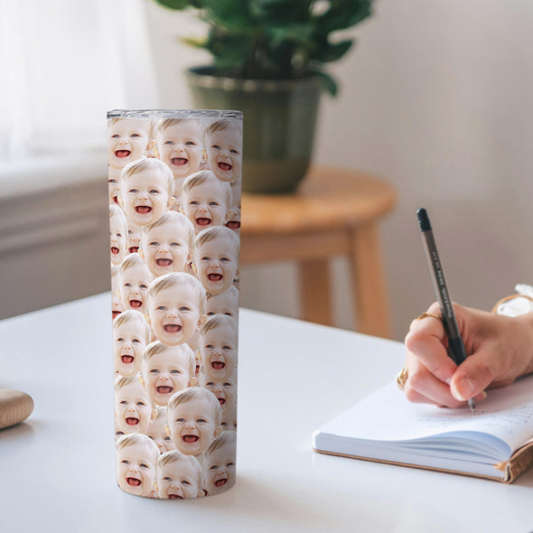 Custom Tumbler Coffee Cup with Face Custom 20oz Skinny Stainless Steel Tumblers with Picture Christmas Gift