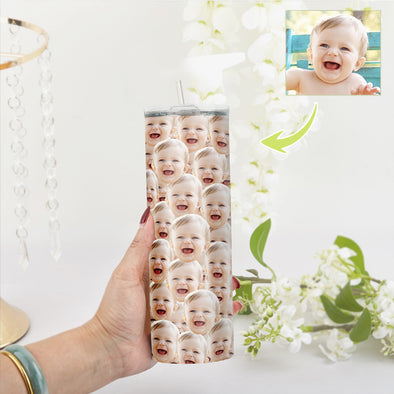 Custom Tumbler Coffee Cup with Face Custom 20oz Skinny Stainless Steel Tumblers with Picture Christmas Gift