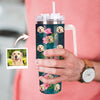 Custom Dog Cat Face 40oz Stainless Steel Tumbler with Handle Custom Photo Cup 40oz Tumbler Christmas Gift