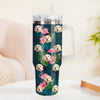 Custom Dog Cat Face 40oz Stainless Steel Tumbler with Handle Custom Photo Cup 40oz Tumbler Christmas Gift