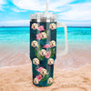 Custom Dog Cat Face 40oz Stainless Steel Tumbler with Handle Custom Photo Cup 40oz Tumbler Christmas Gift