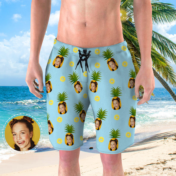 Gift for Boyfriend Custom Face Beach Trunks Men's Swim Trunks Custom Summer Photo Shorts