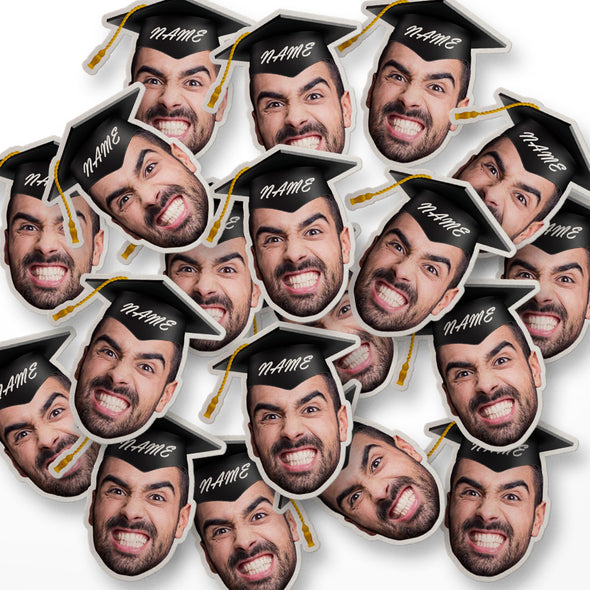 Face confetti with graduation hat Graduation Confetti with Face and Black Grad Cap Graduation confetti
