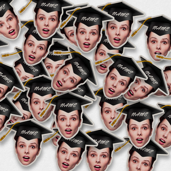 Face confetti with graduation hat Graduation Confetti with Face and Black Grad Cap Graduation confetti