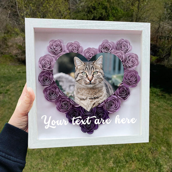 Gift for Girlfriend Custom Flower Shadow Box with Picture Dried Rose Flower Frame Valentine's Day Gift