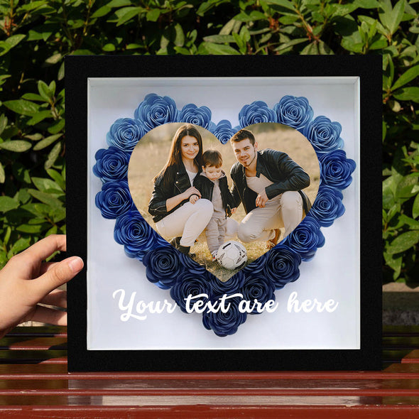 Gift for Girlfriend Gift for Wife Custom Flower Shadow Box with Picture Dried Rose Flower Frame