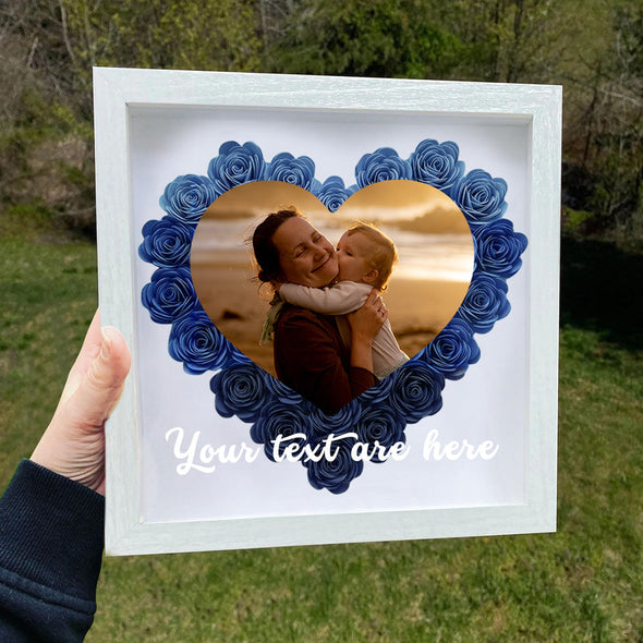 Christmas Gift for Girlfriend Custom Flower Shadow Box with Picture Dried Rose Flower Frame Gift for Mom