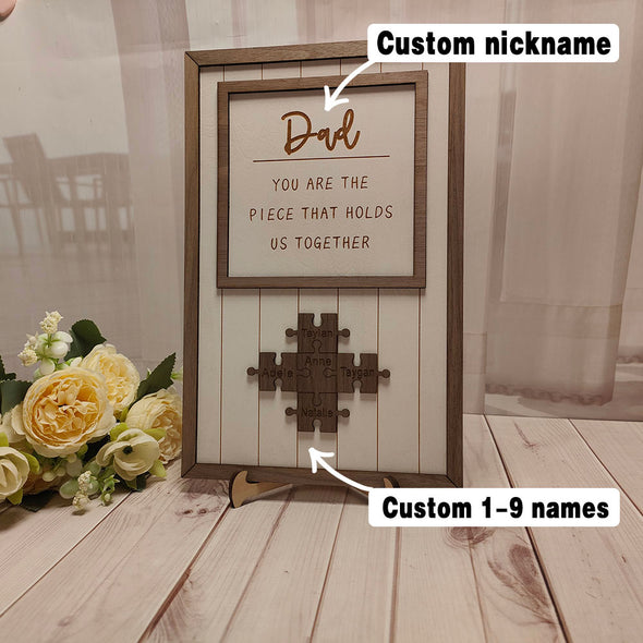 Gift for Dad Custom Wooden Sign Gifts For Dad You are The Piece Wooden Frame Sign Gifts for Fathers Day