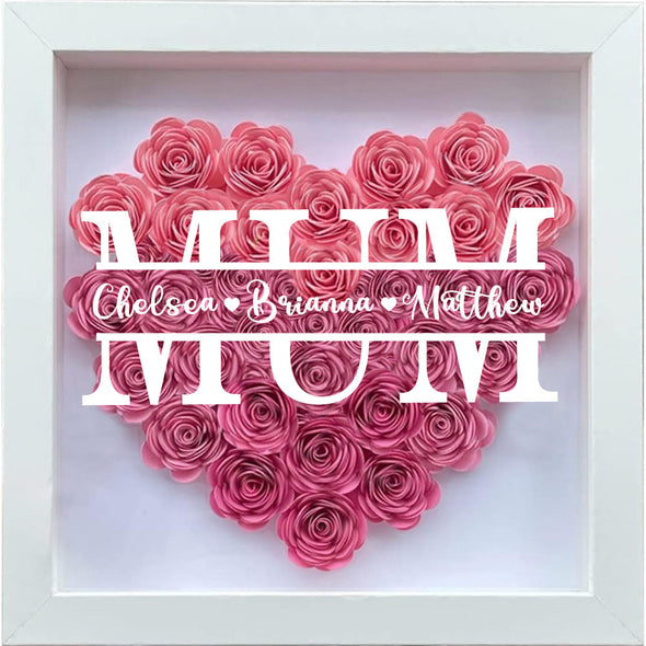 Christmas Gift for for Mom Grandma Wife Custom Flower Shadow Box with Name Custom Dried Rose Box