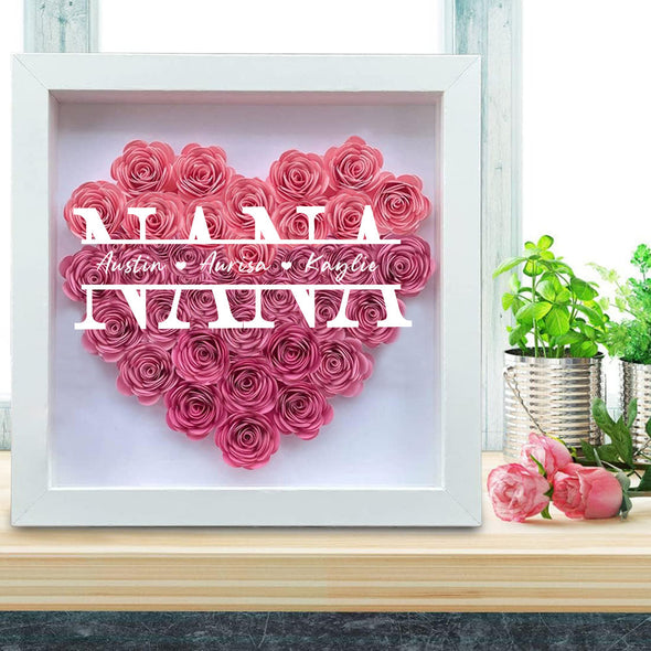 Christmas Gift for for Mom Grandma Wife Custom Flower Shadow Box with Name Custom Dried Rose Box