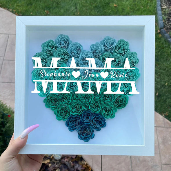 Christmas Gift for for Mom Grandma Wife Custom Flower Shadow Box with Name Custom Dried Rose Box