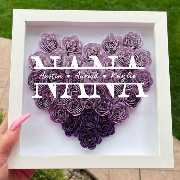 Custom Flower Shadow Box with Name Custom Dried Rose Gift Box for Mom Grandma