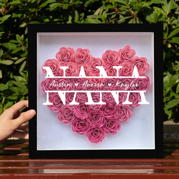 Christmas Gift for for Mom Grandma Wife Custom Flower Shadow Box with Name Custom Dried Rose Box