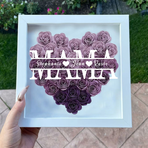 Custom Flower Shadow Box with Name Custom Dried Rose Gift Box for Mom Grandma