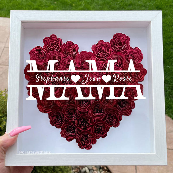 Gift for for Mom Grandma Wife Custom Flower Shadow Box with Name Custom Dried Rose Box Gift Idea