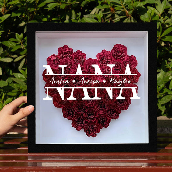 Custom Flower Shadow Box with Name Custom Dried Rose Gift Box for Mom Grandma