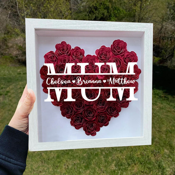 Mothers Day Gift Flower Shadow Box Custom Dried Rose Gift Box for Mom Grandma Birthday Gift