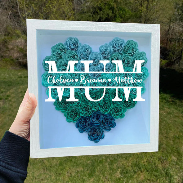 Gift for for Mom Grandma Wife Custom Flower Shadow Box with Name Custom Dried Rose Box Gift Idea