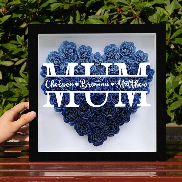 Custom Flower Shadow Box with Name Custom Dried Rose Gift Box for Mom Grandma