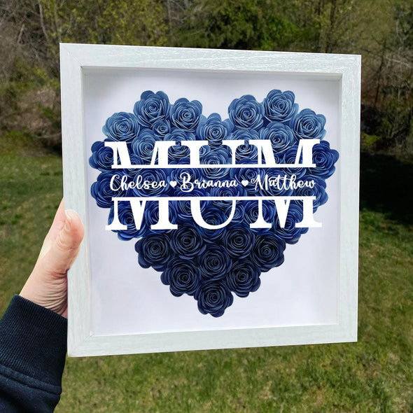 Gift for for Mom Grandma Wife Custom Flower Shadow Box with Name Custom Dried Rose Box Gift Idea