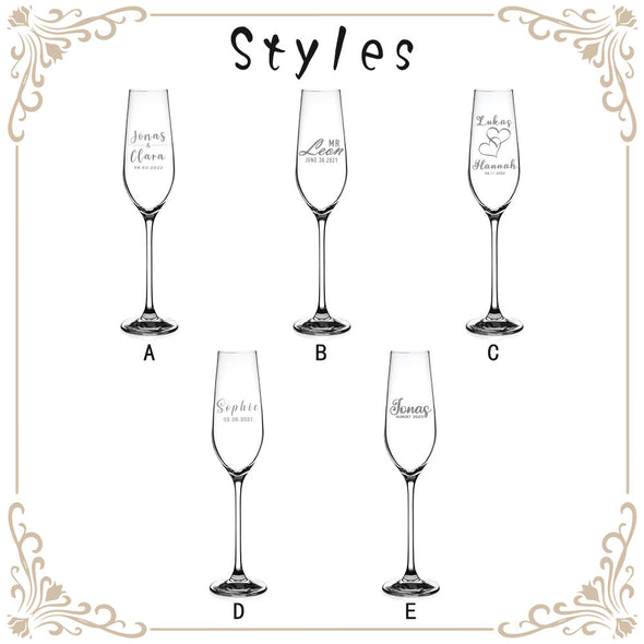 Personalized Wedding Glass Set of 2 Groom and Bride Champagne Flute Mr and Mrs Champagne Glasses Wedding Gifts