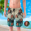 Custom Mens Swim Trunks with Face Custom Men's Summer Swim Beach Trunks Photo Shorts