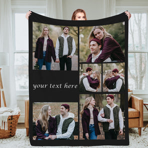 Custom Photo Blanket With Text Custom Blanket with Pictures Christmas Gift