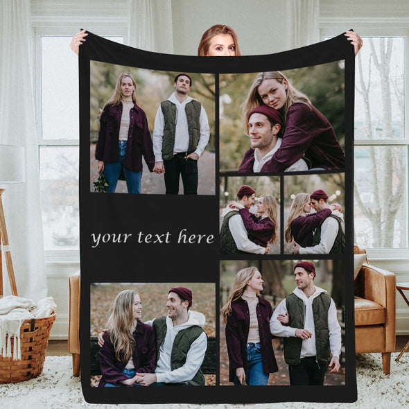 Custom Photo Blanket With Text Custom Blanket with Pictures Christmas Gift