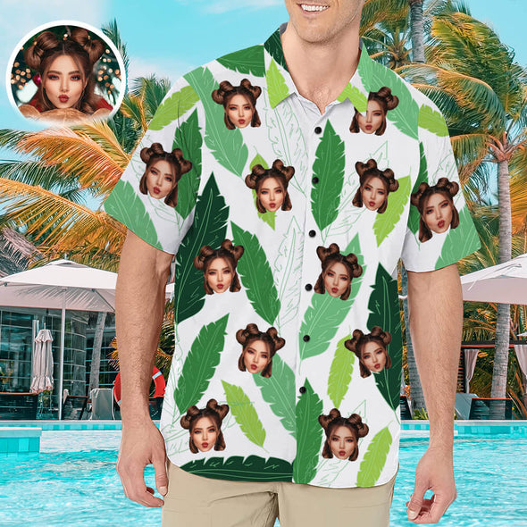 Personalized Hawaiian Shirt Summer Tropical Floral Hawaiian Shirt with Face Custom Mens Photo Beach Shirts