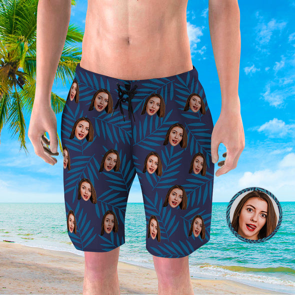 Custom Mens Swim Trunks with Face Custom Men's Summer Swim Beach Trunks Photo Shorts