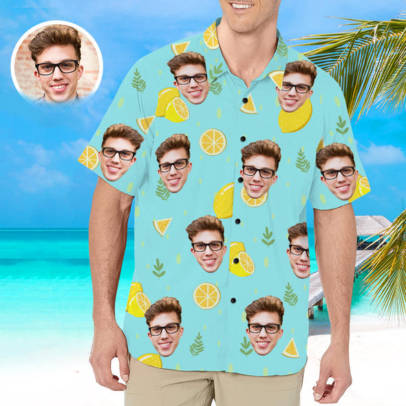 Custom Hawaiian Shirt for Men Summer Tropical Floral Hawaiian Shirt with Face Custom Mens Photo Beach Shirts